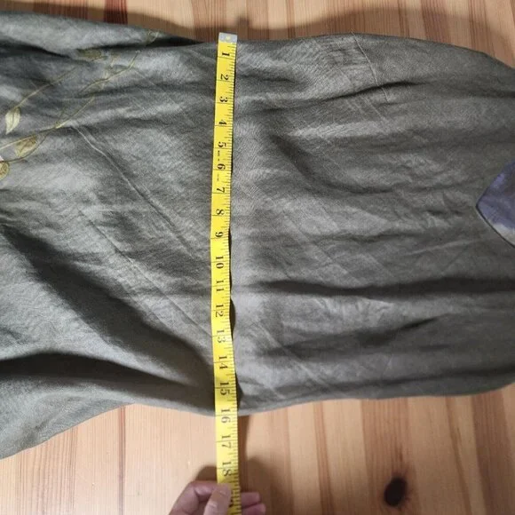 Green Floral Emboirdered Midi Dress Fairy Goblincore Whimsical Artsy Sleeveles S - Picture 7 of 12